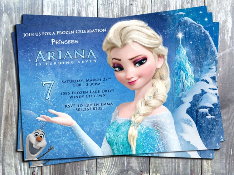 Disney Birthday Invitations Cards Awesome Disney Princess Frozen Elsa Birthday Party Printable Invitation Card