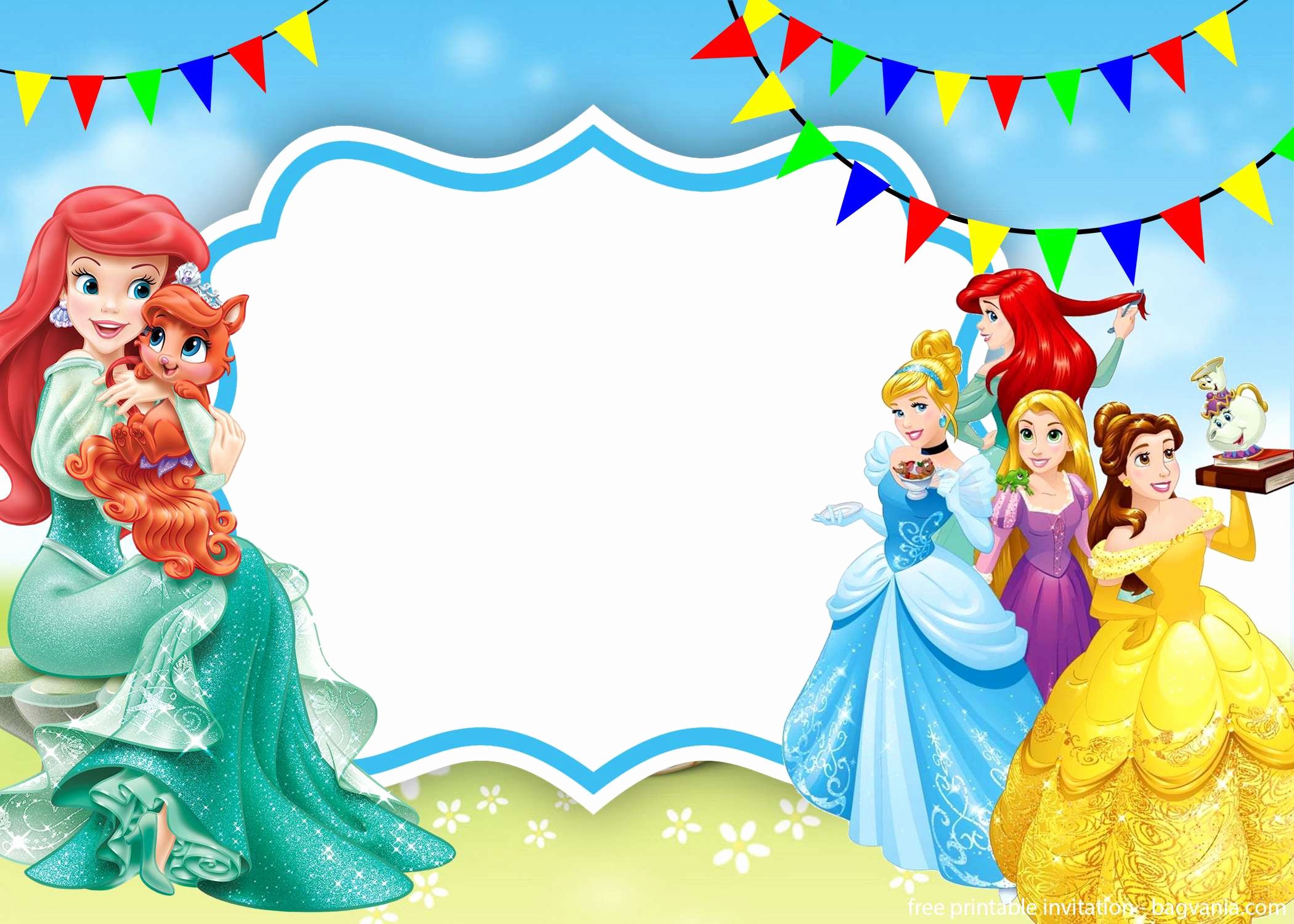 Disney Princess Invitation Template Beautiful Golden Disney Princesses Invitation Template – Free Printable Birthday Invitation Templates