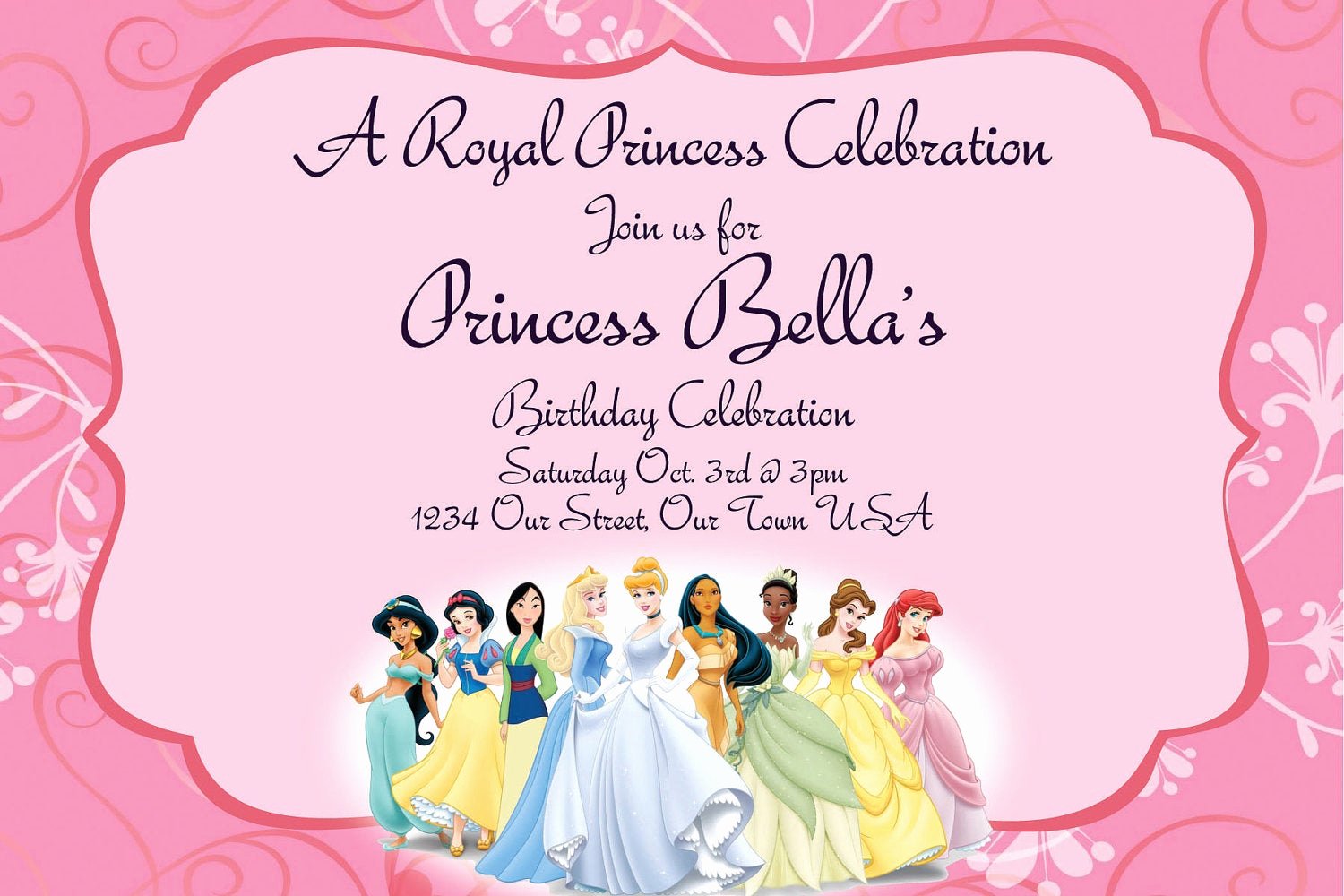 Disney Princess Invitation Template Elegant 40th Birthday Ideas Disney Princess Birthday Party Invitation Templates