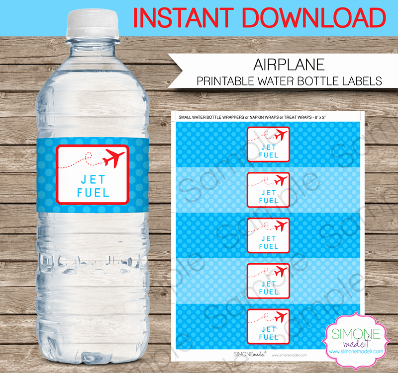 Diy Water Bottle Label Template Elegant Airplane Party Water Bottle Labels