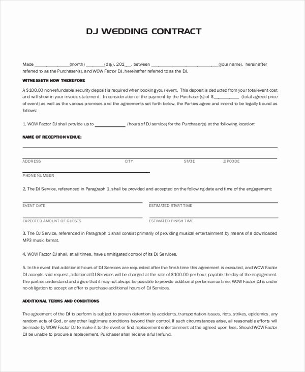 Dj Contract Template Microsoft Word Fresh Sample Dj Contract form 8 Free Documents In Pdf Doc