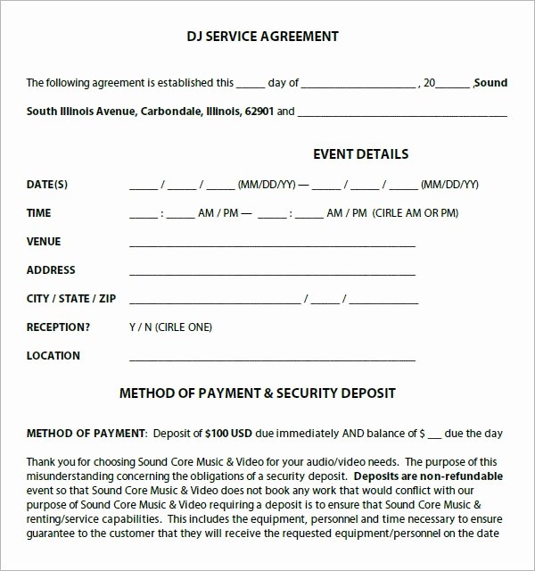 Dj Service Contract Template Awesome Dj Contract 12 Download Documents In Pdf