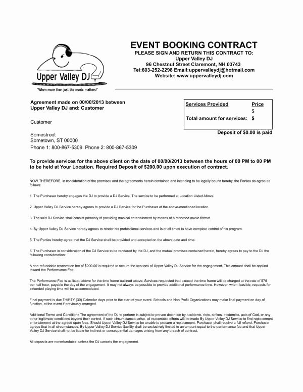 Dj Service Contract Template Best Of 12 Dj Service Contract Template Pdf Word