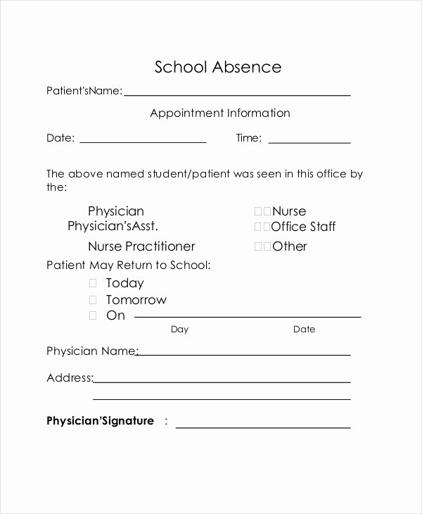 Doctor Note for School Absence Awesome 37 Free Doctors Note Templates