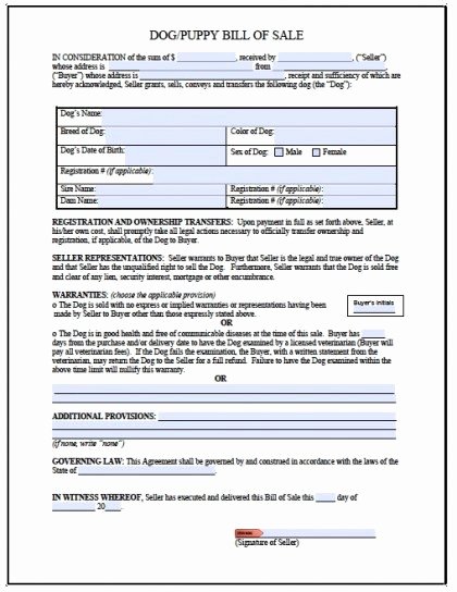 Dog Bill Of Sale Best Of Free Bill Of Sale forms Pdf