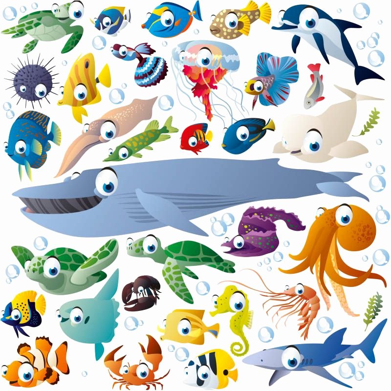 Drawings Of Sea Creatures Fresh Funny Cartoon Sea Creatures and Fish Vector Stuff Pinterest