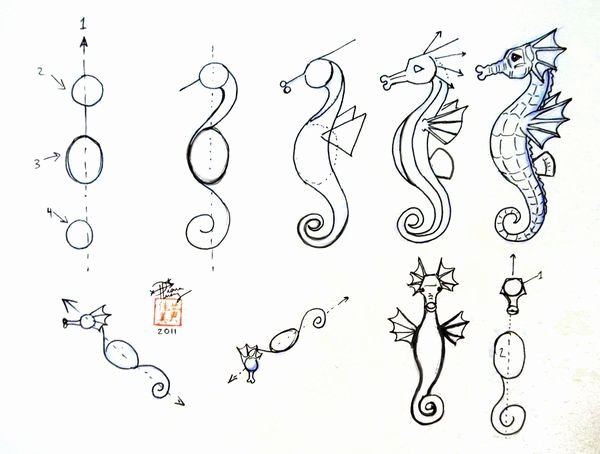 Drawings Of Sea Creatures Inspirational How to Draw A Seahorse