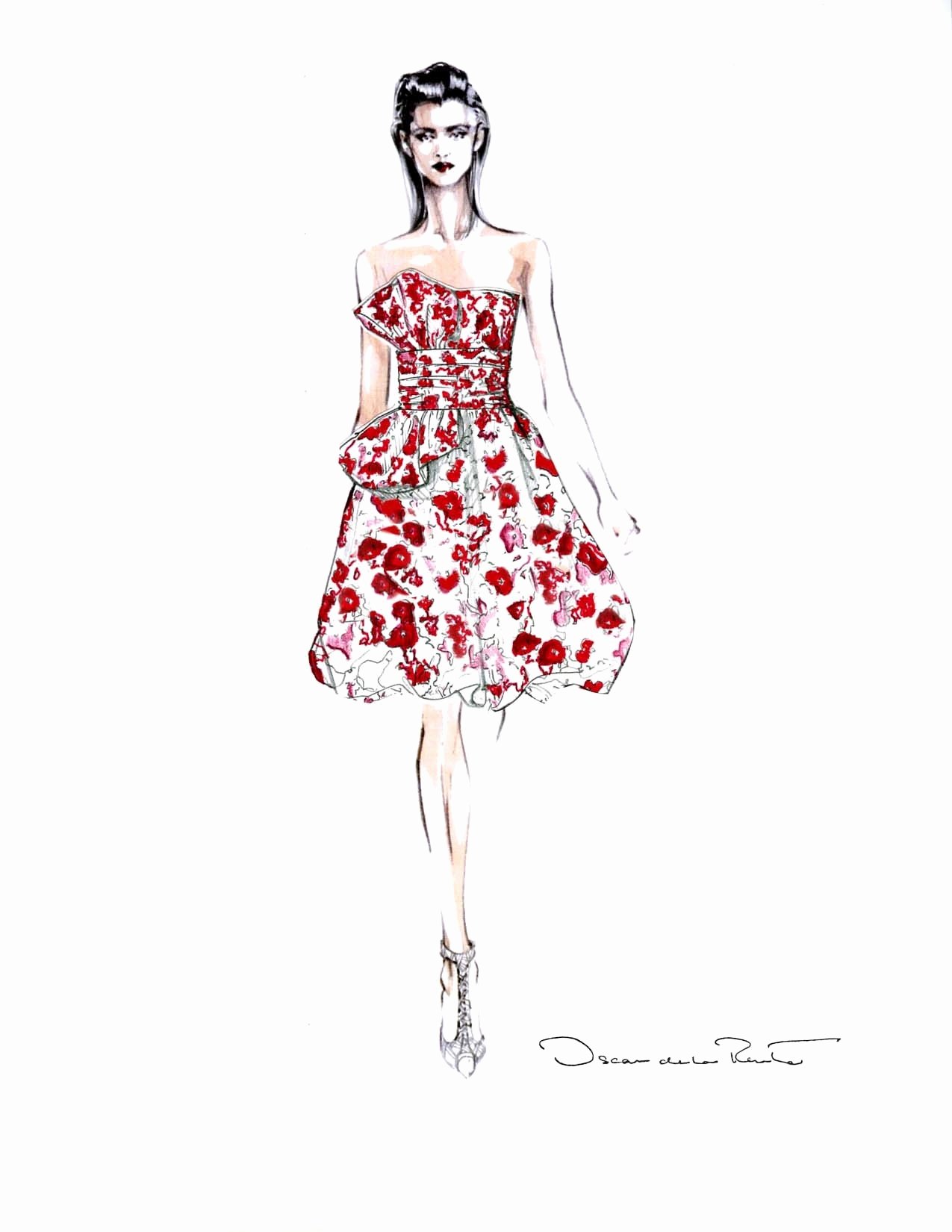 Dress Sketches for Fashion Designing Beautiful Oscar De La Renta Fashion Sketches