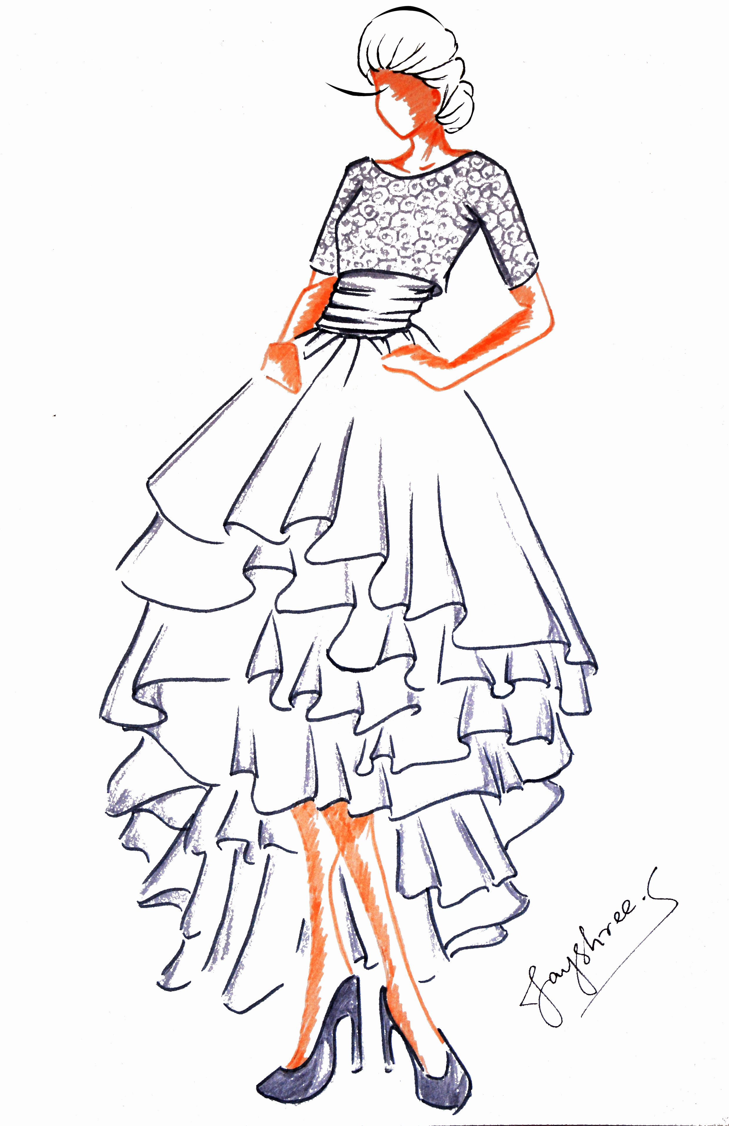 Dress Sketches for Fashion Designing Lovely Art Wardrobe – Fashion Illustrations and Other Art forms