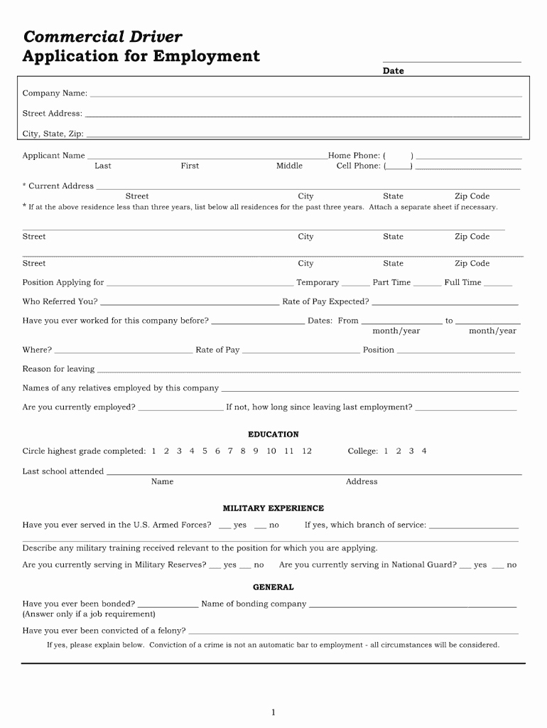 Driver Application for Employment Beautiful Application for Employment as A Driver Fill Line Printable Fillable Blank