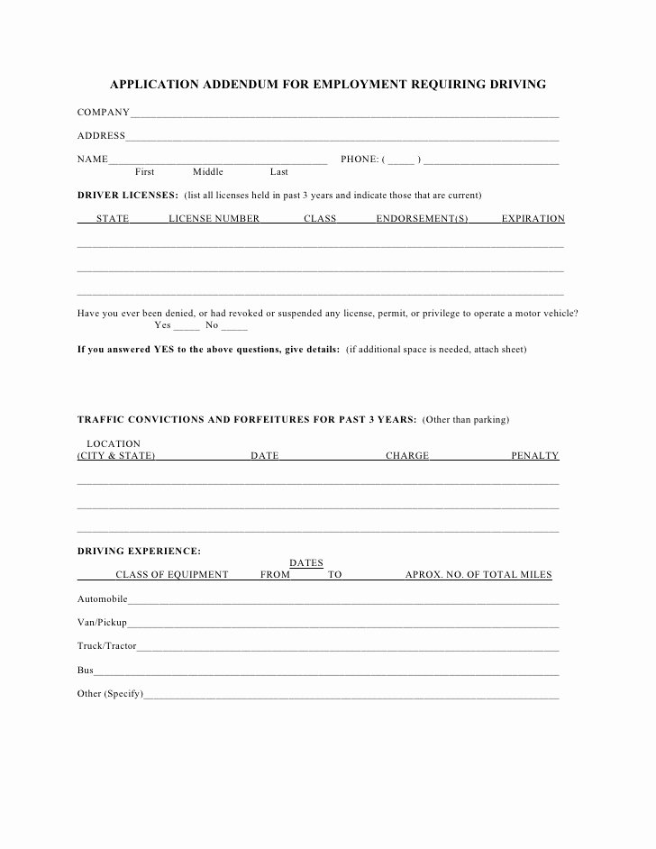 Driver Application for Employment Unique 25 Of Dot Driver Employment Application Template