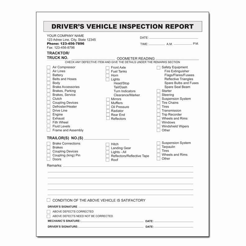 Driver Vehicle Inspection Report Pdf Awesome Auto Repair Invoice Custom Carbonless Printing