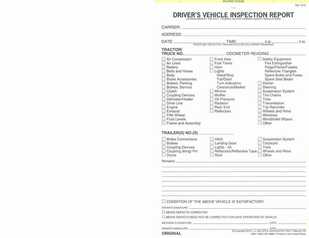 Driver Vehicle Inspection Report Pdf Unique Driver Vehicle Inspection Reprt Dvir 100 Books Stapled
