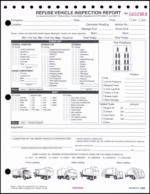 Driver Vehicle Inspection Report Template Best Of Detailed Dvir W Illustrations Refuse Vehicle Inspection