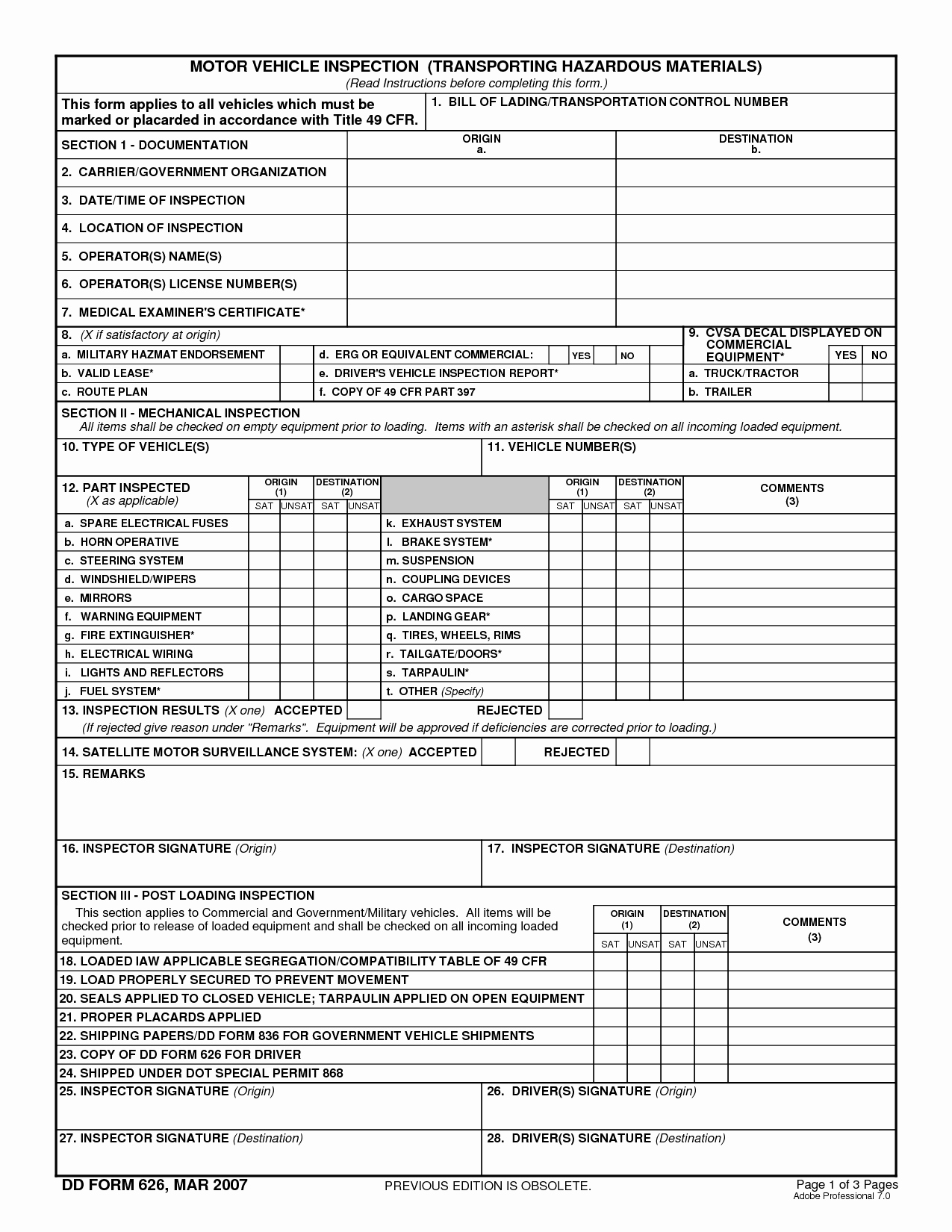 Driver Vehicle Inspection Report Template Elegant Free Printable Vehicle Inspection form Truck Maintenance