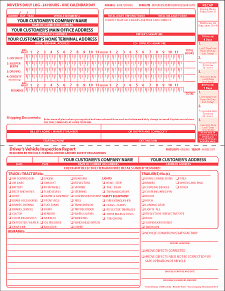 Driver Vehicle Inspection Report Template Fresh Bined Driver S Daily Log and Vehicle Inspection Report