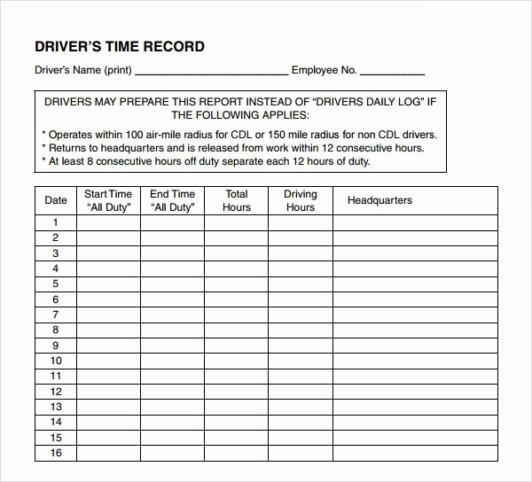 Drivers Log Sheet Template Luxury Free 15 Sample Daily Log Templates In Pdf