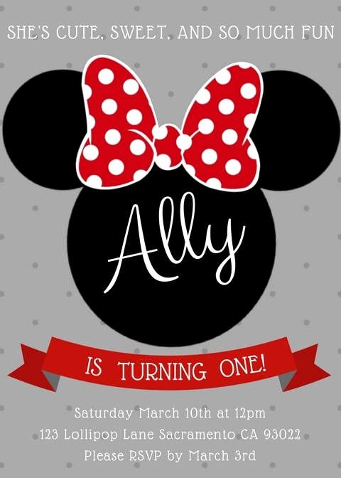 Editable Minnie Mouse Birthday Invitations Unique Minnie Mouse Invitation Editable Birthday Invitation Template Red Minnie Mickey Mouse