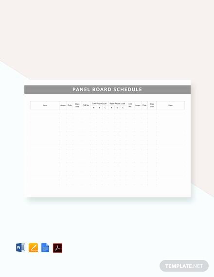 Electric Panel Schedule Template Awesome Free Electrical Panel Schedule Template Download 173 Schedules In Word Excel Apple Pages