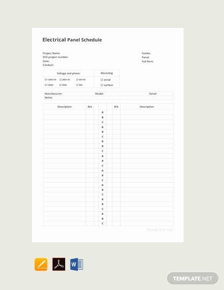 Electric Panel Schedule Template Inspirational Free Lx Series Panel Schedule Template Download 172 Schedules In Word Apple Pages Pdf