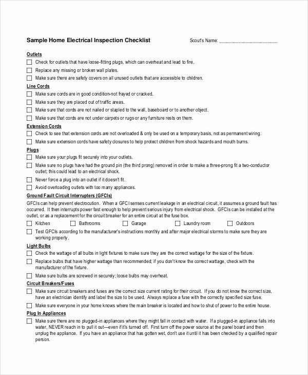 Electrical Inspection Report Template Awesome Home Inspection Checklist 17 Word Pdf Documents Download