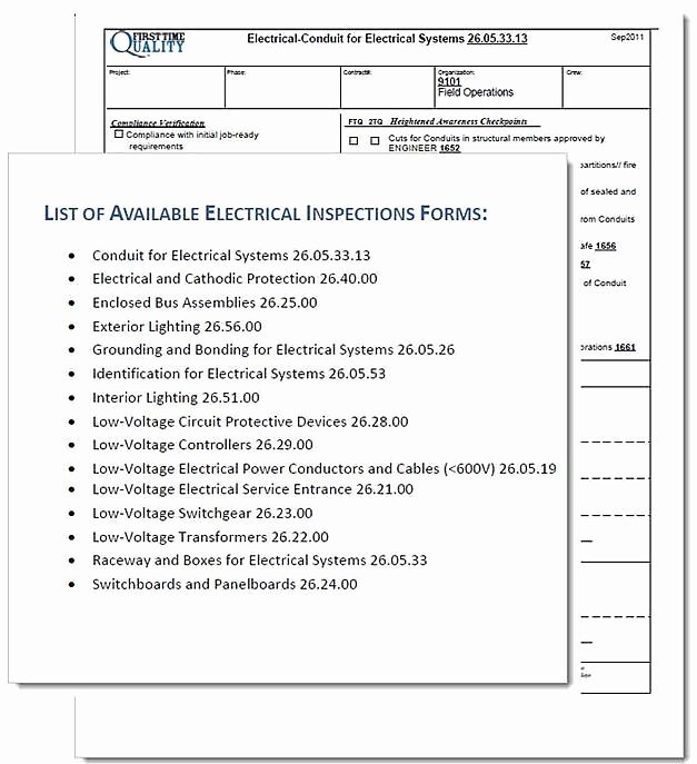 Electrical Inspection Report Template Luxury Electrical Contractor Inspection form Sample