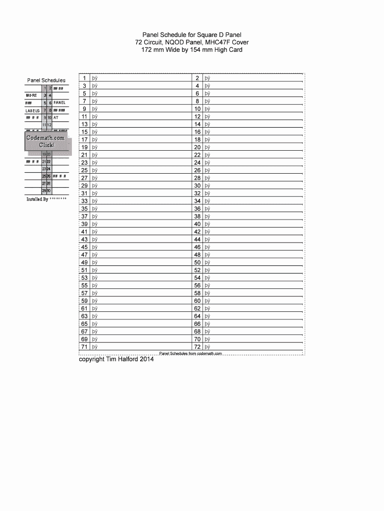 Electrical Panel Circuit Directory Template Best Of Panel Schedule Square D Fill Line Printable Fillable Blank