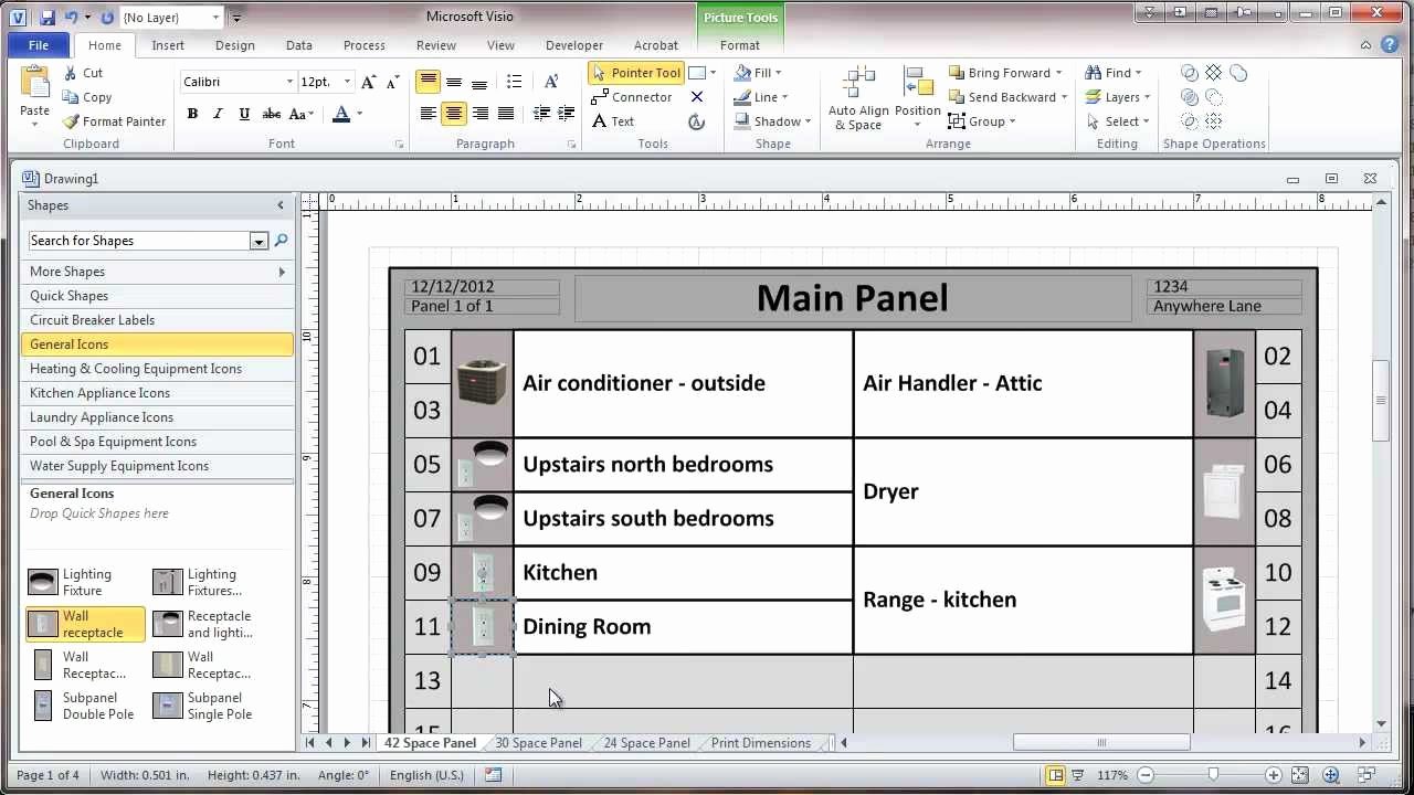 Electrical Panel Circuit Directory Template Inspirational Creating A Residential Electrical Panel Directory In Visio 2010
