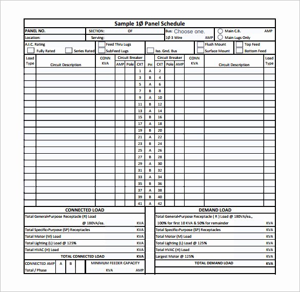 Electrical Panel Label Template Excel Elegant 19 Panel Schedule Templates Doc Pdf