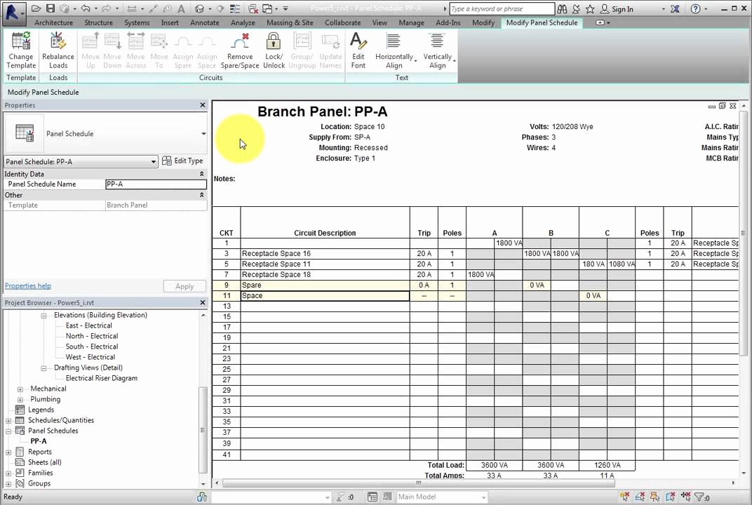 Electrical Panel Schedule Excel New Creating Panel Schedules