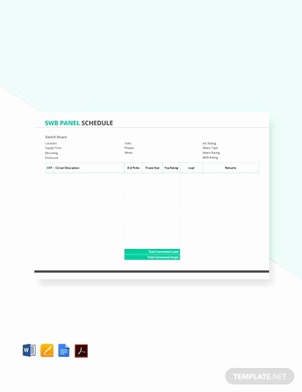 Electrical Panel Schedule Excel Template Luxury Free Electrical Panel Schedule Template Download 173 Schedules In Word Excel Apple Pages