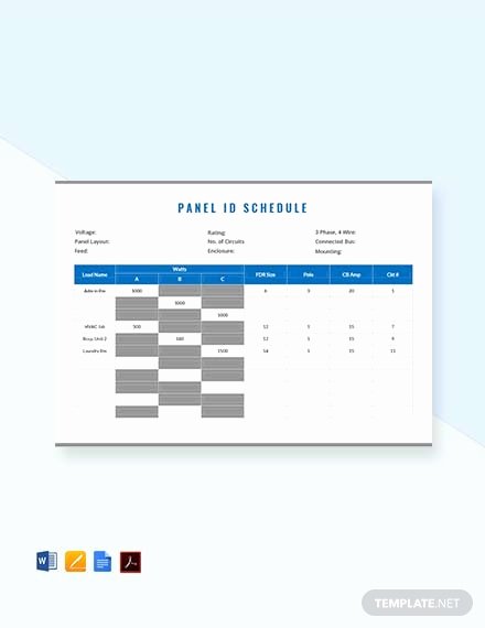 Electrical Panel Schedule Excel Unique Free Electrical Panel Schedule Template Download 173 Schedules In Word Excel Apple Pages