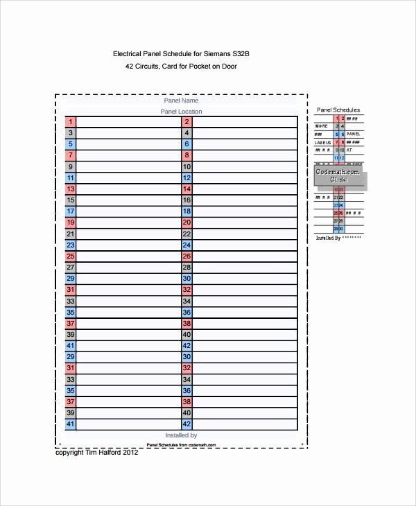Electrical Panel Schedule Template Elegant 21 Panel Schedule Template Free Download