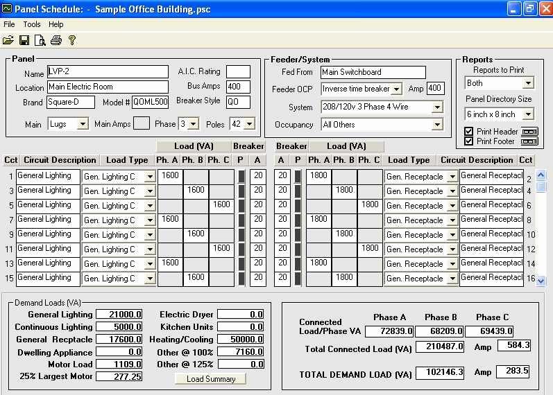 Electrical Panel Schedule Template Excel Unique Download Electrical Panel Schedule Template software Loadcalc 2008 Panel Schedule Trial