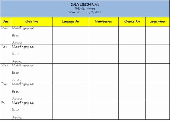 Elementary Music Lesson Plan Template Awesome Each Day Fine Motor and Days In On Pinterest