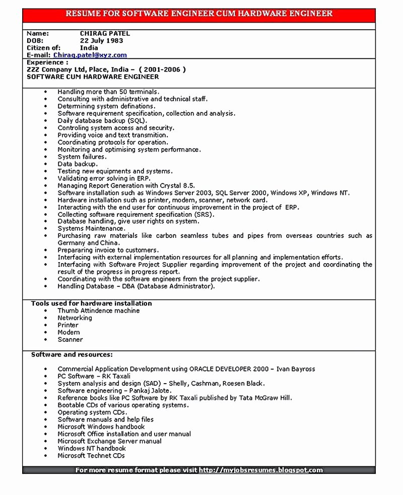 Embedded software Engineer Resume Beautiful software Engineer Resume Includes Many Things About Your Skills Education Awards and Also What