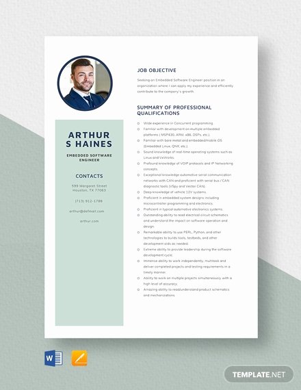 Embedded software Engineer Resume Unique software Development Agreement Template Word Google Docs Apple Pages