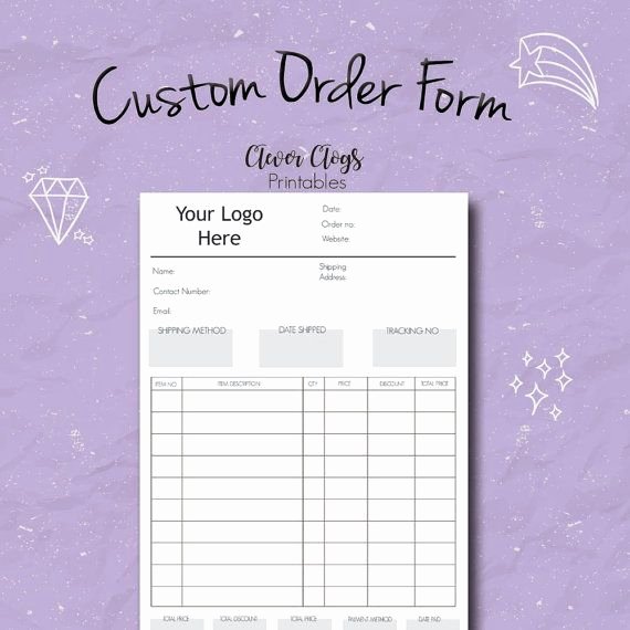 Embroidery order form Template Awesome Custom order form Business organizer Branded Staionery order Book Craft Fair Craft order
