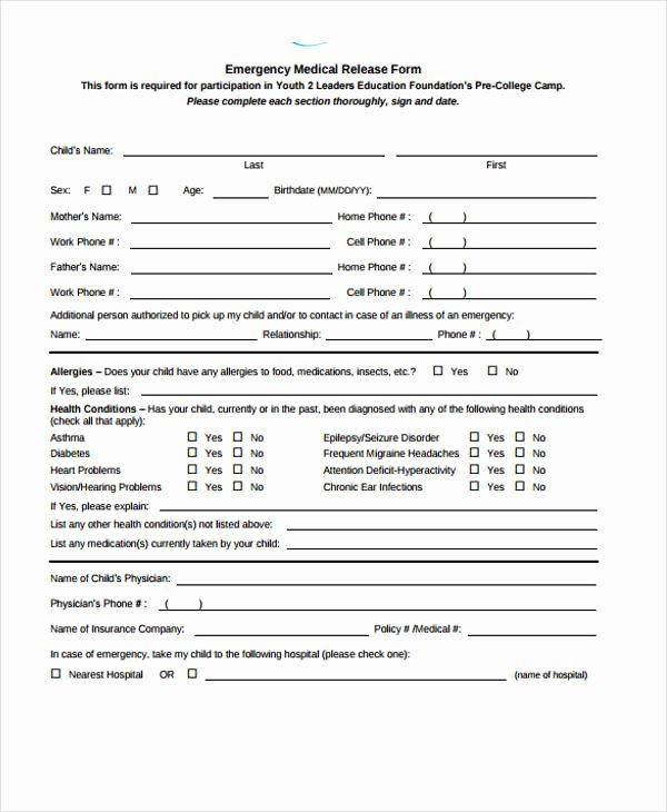 Emergency Room Discharge Papers Elegant Free 21 Sample Patient Release forms