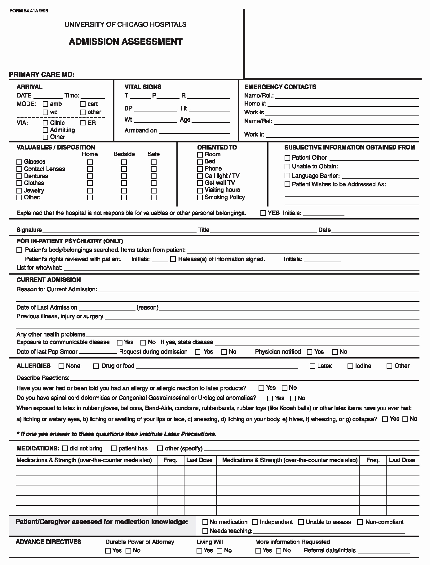 Emergency Room Discharge Papers Fresh 25 Of Nursing Admission assessment Template