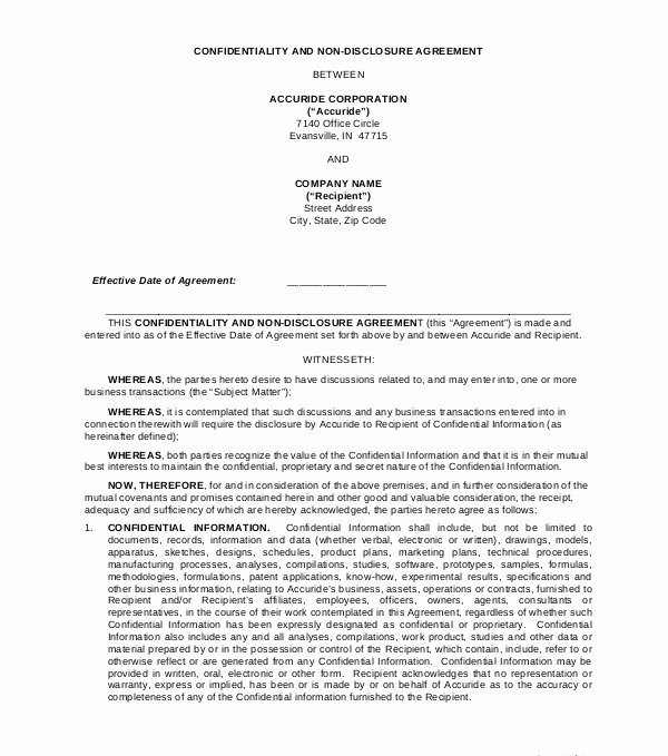 Employee Confidentiality Agreement Template Lovely 16 Employee Confidentiality Agreement Templates Free