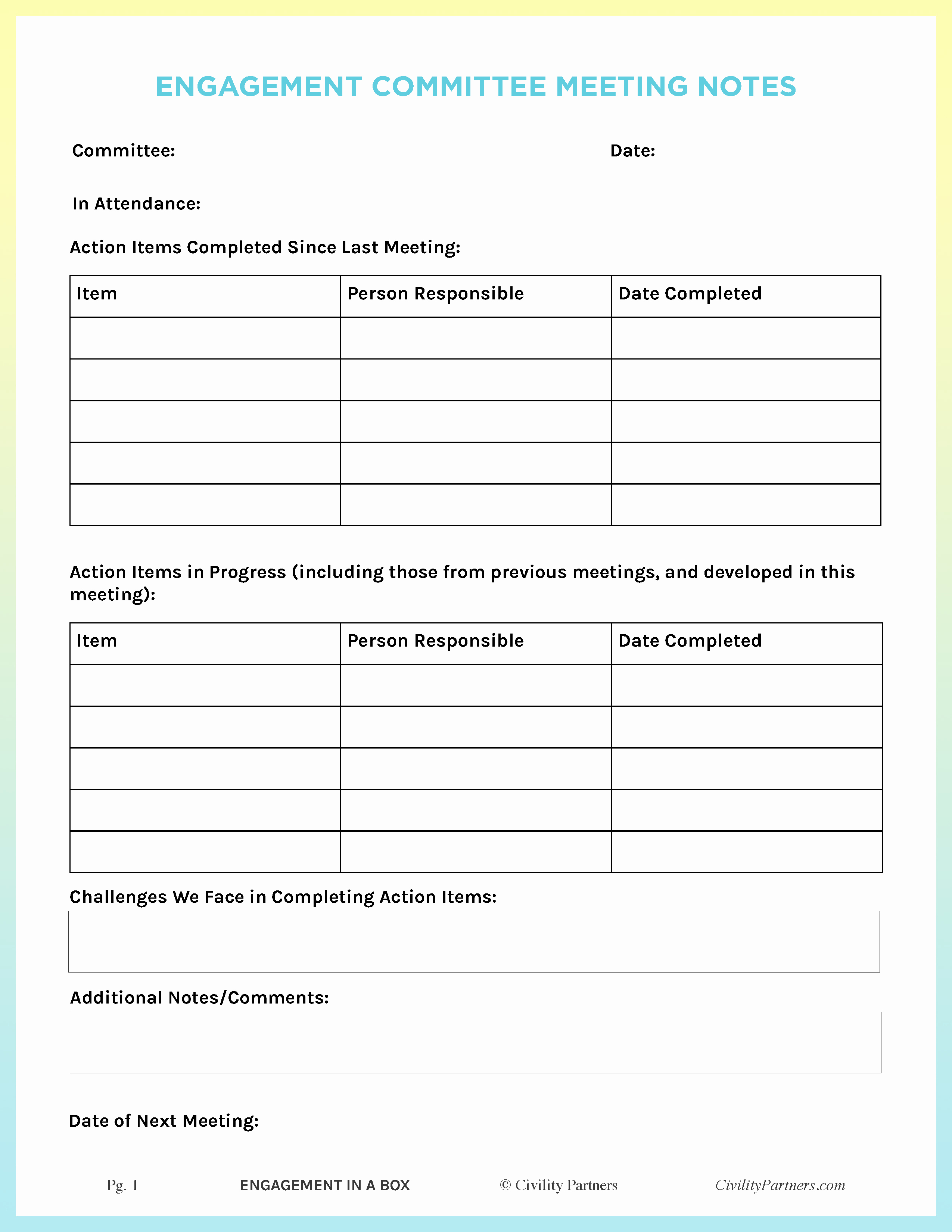 Employee Engagement Action Planning Template Best Of Engagement In A Box – Civility Partners