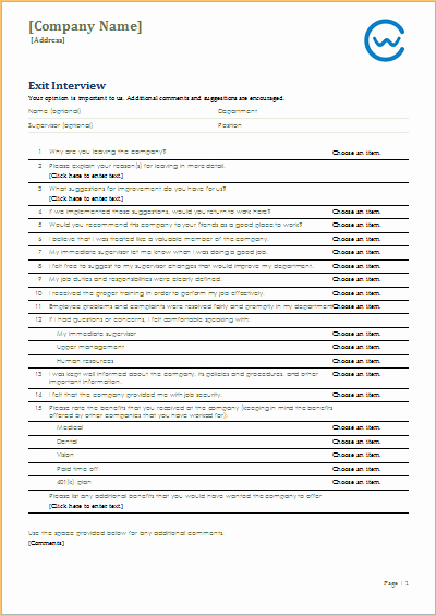 Employee Exit Interview form Awesome Job Leave Exit Interview form Template Ms Word