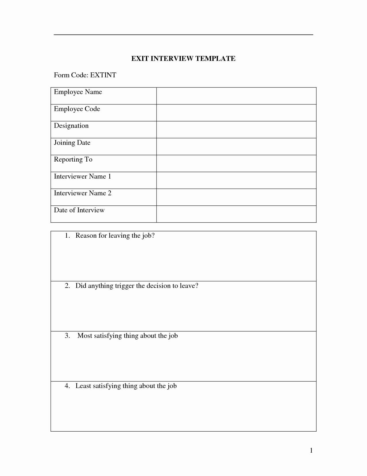 Employee Exit Interview form Fresh Employee Exit Interview