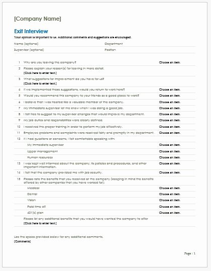 Employee Exit Interview form Inspirational Employee Exit Interview form Template for Ms Word