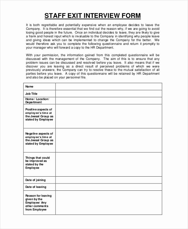 Employee Exit Interview forms Awesome Exit Interview form 9 Free Pdf Word Documents Download