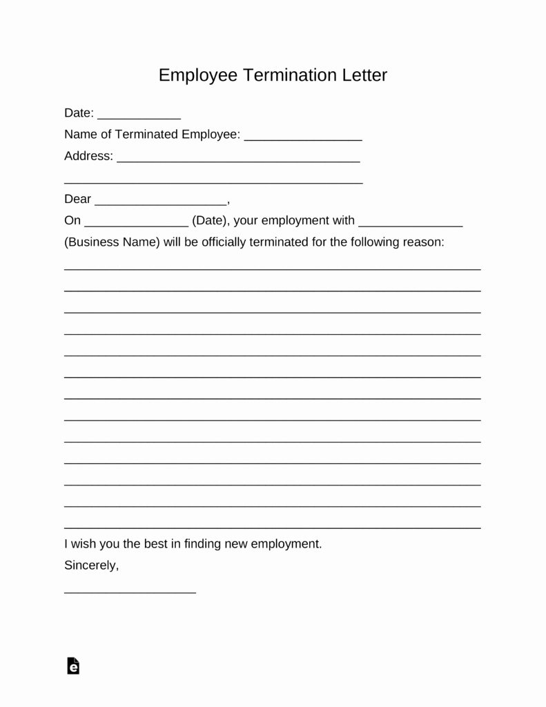 Employee Termination form Pdf Lovely Free Employee Termination Letter Template Pdf