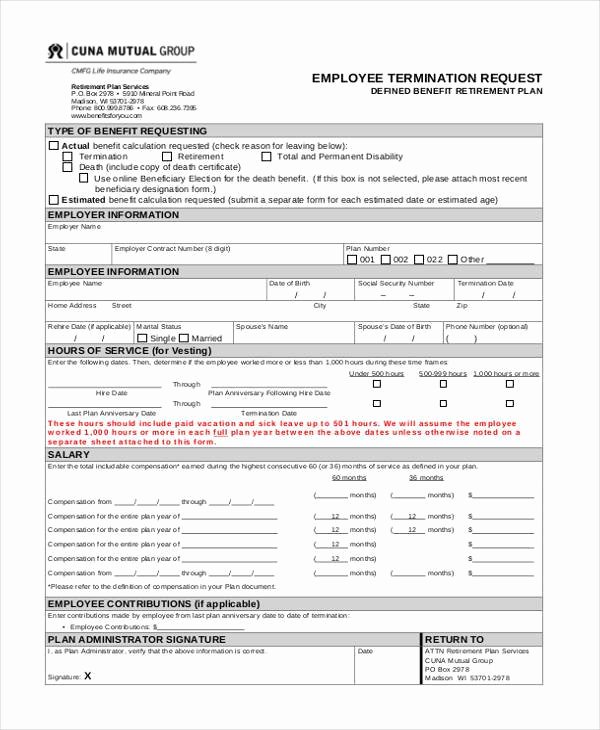 Employee Termination form Pdf Luxury Free 8 Employee Termination form Samples In Sample