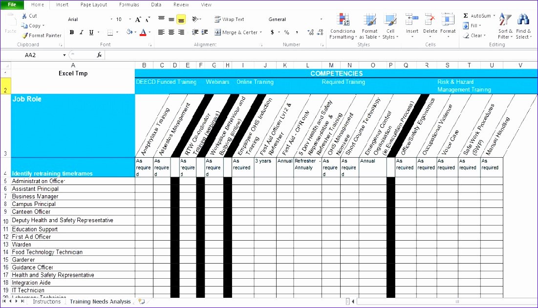 Employee Training Matrix Template Excel Elegant 10 Training Matrix Excel Template Exceltemplates Exceltemplates