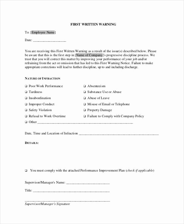 Employee Warning Notice Template Awesome 12 Printable Employee Warning Notice Templates Google Docs Ms Word Apple Pages Pdf